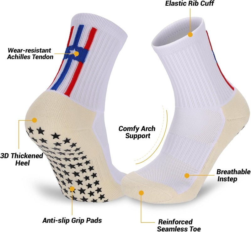 Ultrafun 3/5 Pairs Soccer Socks with Grip Pads Non Slip Football Basketball Sports Socks for Men Women - Image 4